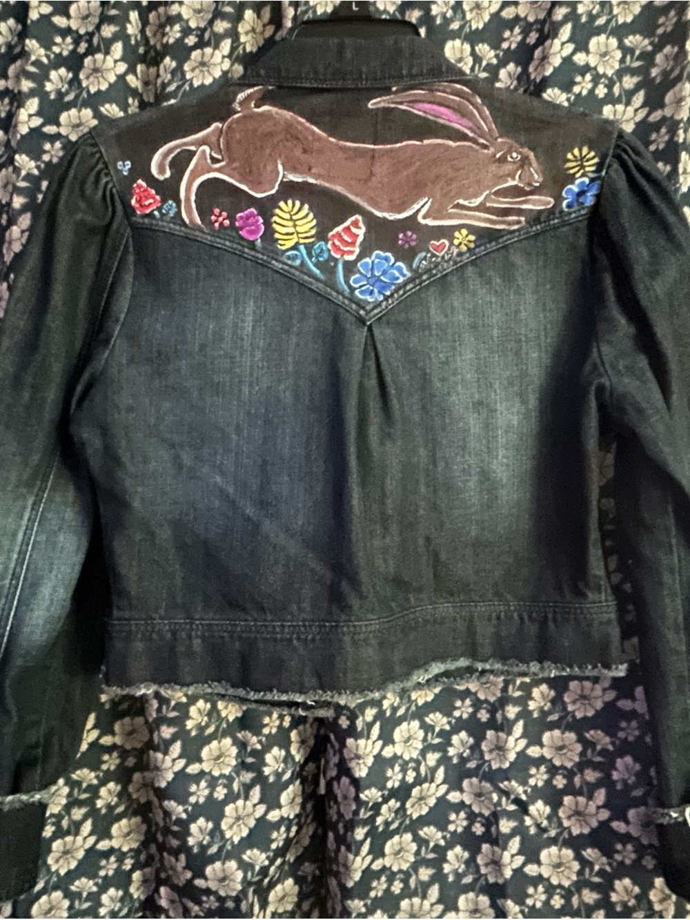 Up cycled jack rabbit Jean jacket